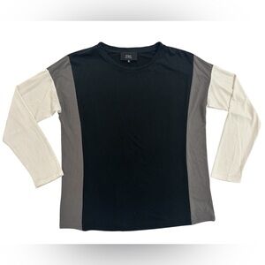 Anthropologie COA Women’s Small Black White Grey Color Block Long Sleeve Shirt